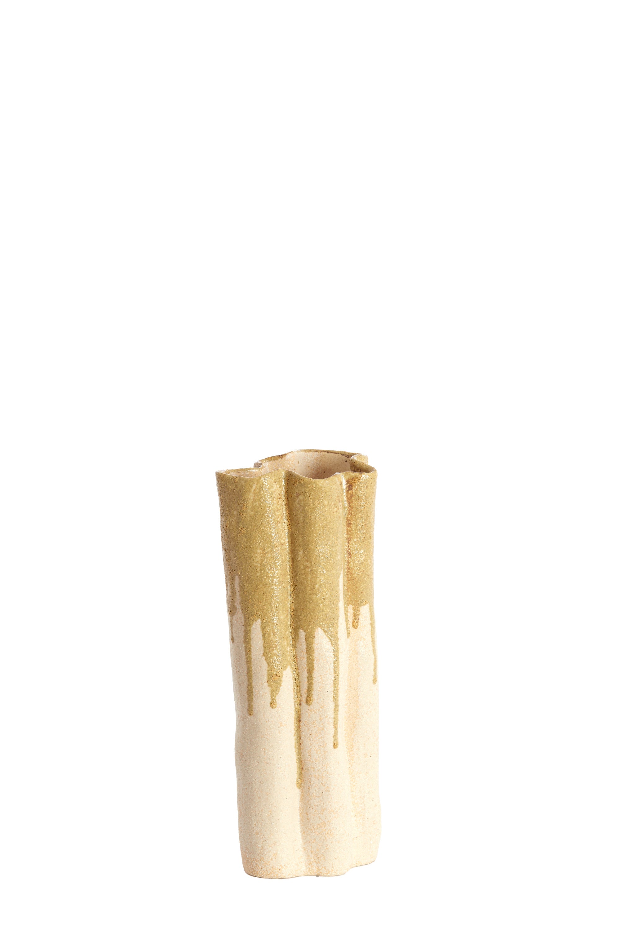 Flovilla Cream & Olive Green Ceramic Vase 30cm