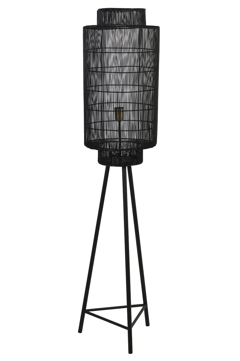 Gruaro Matt Black/Antique Bronze Metal Tripod Floor Lamp