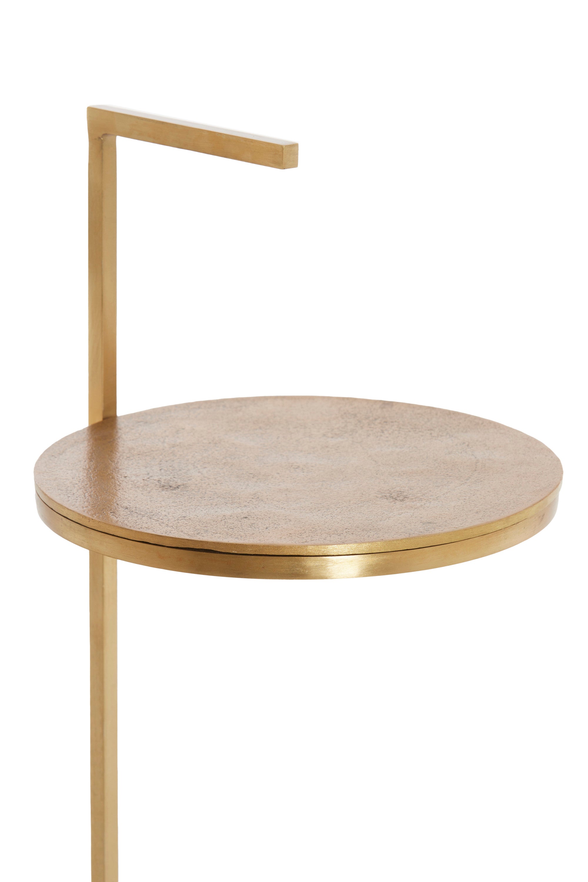 Leda Brown Travertine & Antique Bronze Round Side Table