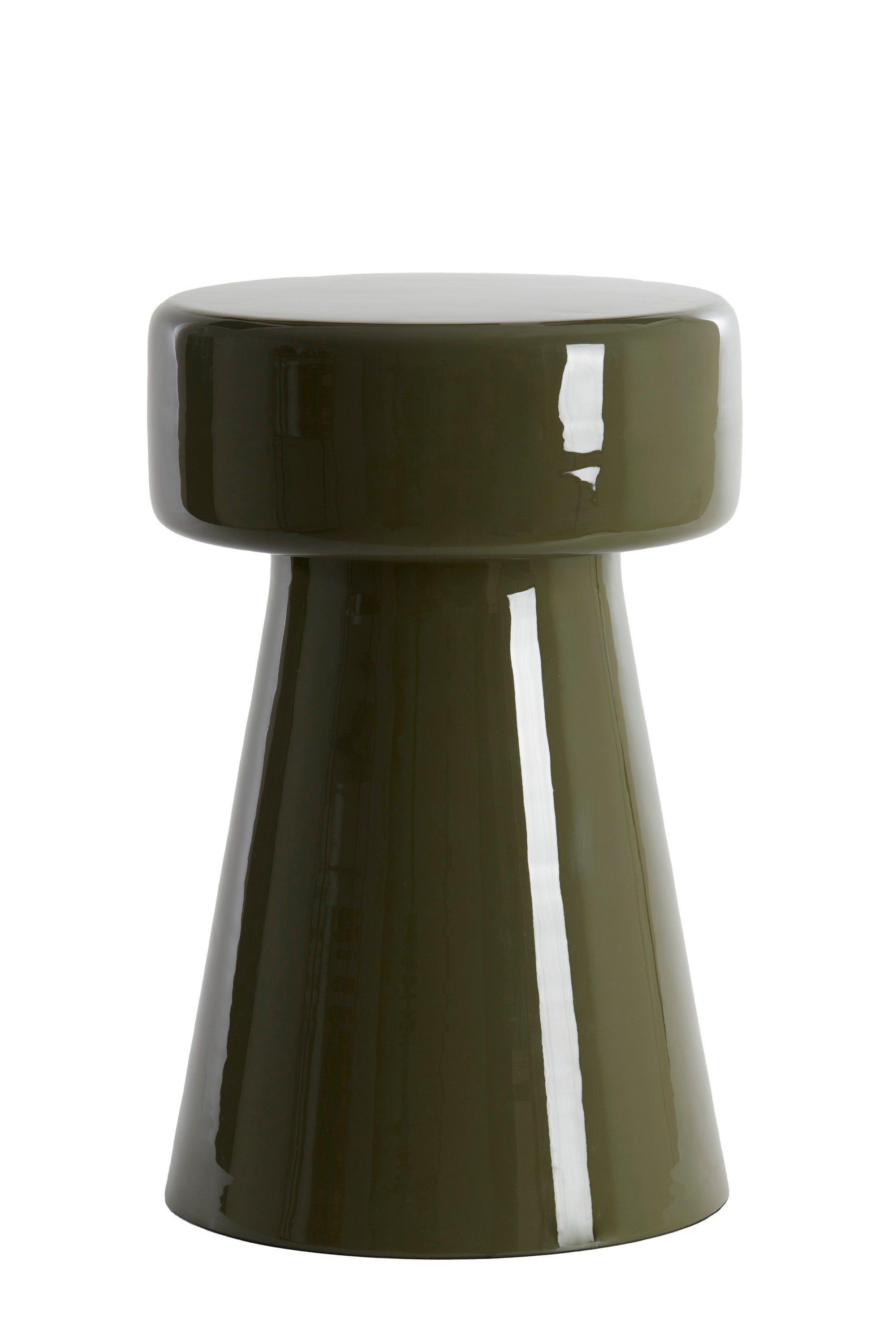 Dakwa Gloss Dark Olive Green Metal Round Side Table 47cm
