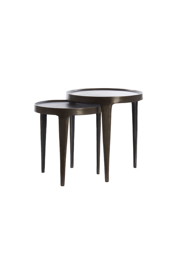 Tobias Set of 2 Dark Brown Metal Round Side Tables