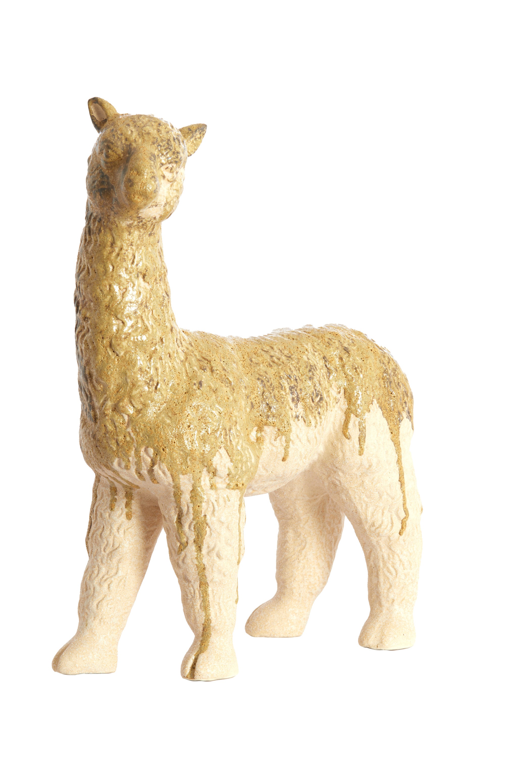 Alpaca Cream & Olive Green Ceramic Ornament