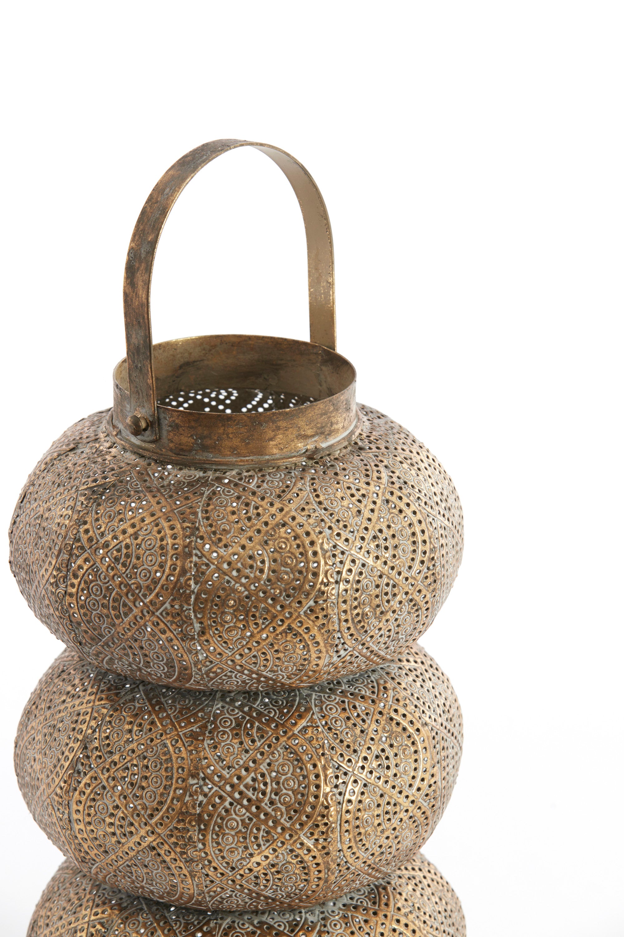 Kaito Brown Gold Metal Hurricane Candle Holder 45cm