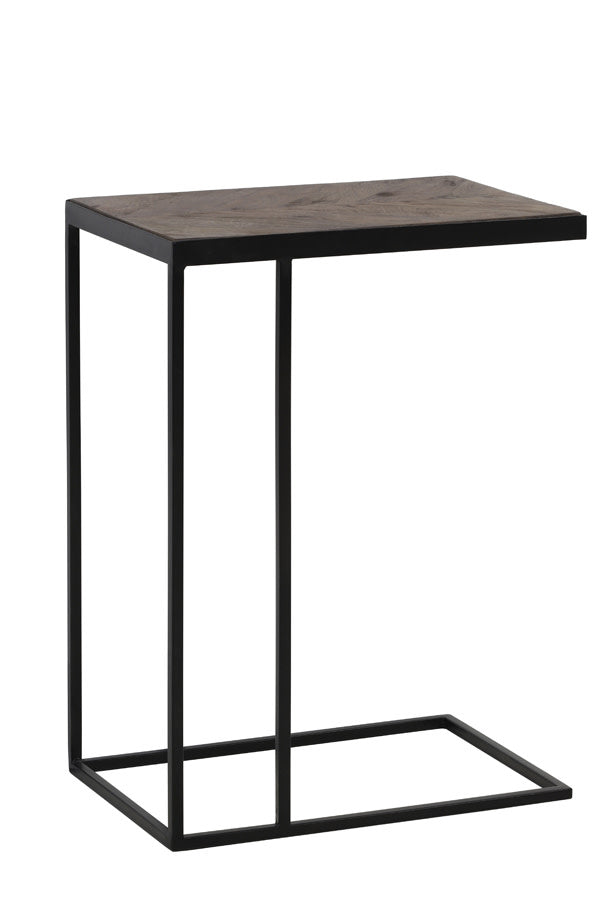 Chisa Brown/Black Mango Wood Rectangular Side Table
