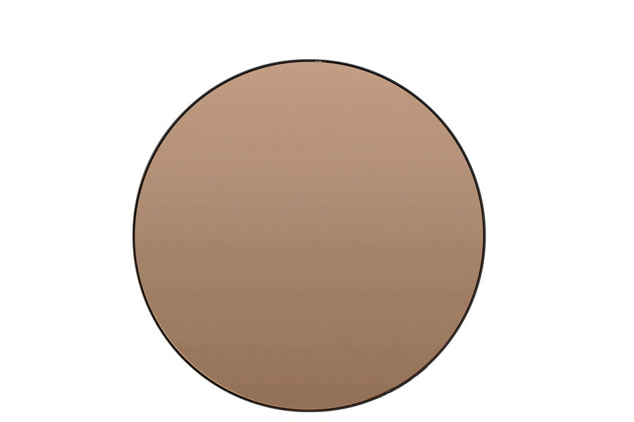 Espejo Brown Glass & Black Round Mirror 116cm