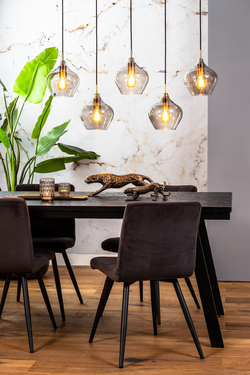 Rakel Antique Bronze & Smoked Glass 5 Light Pendant Light 104cm