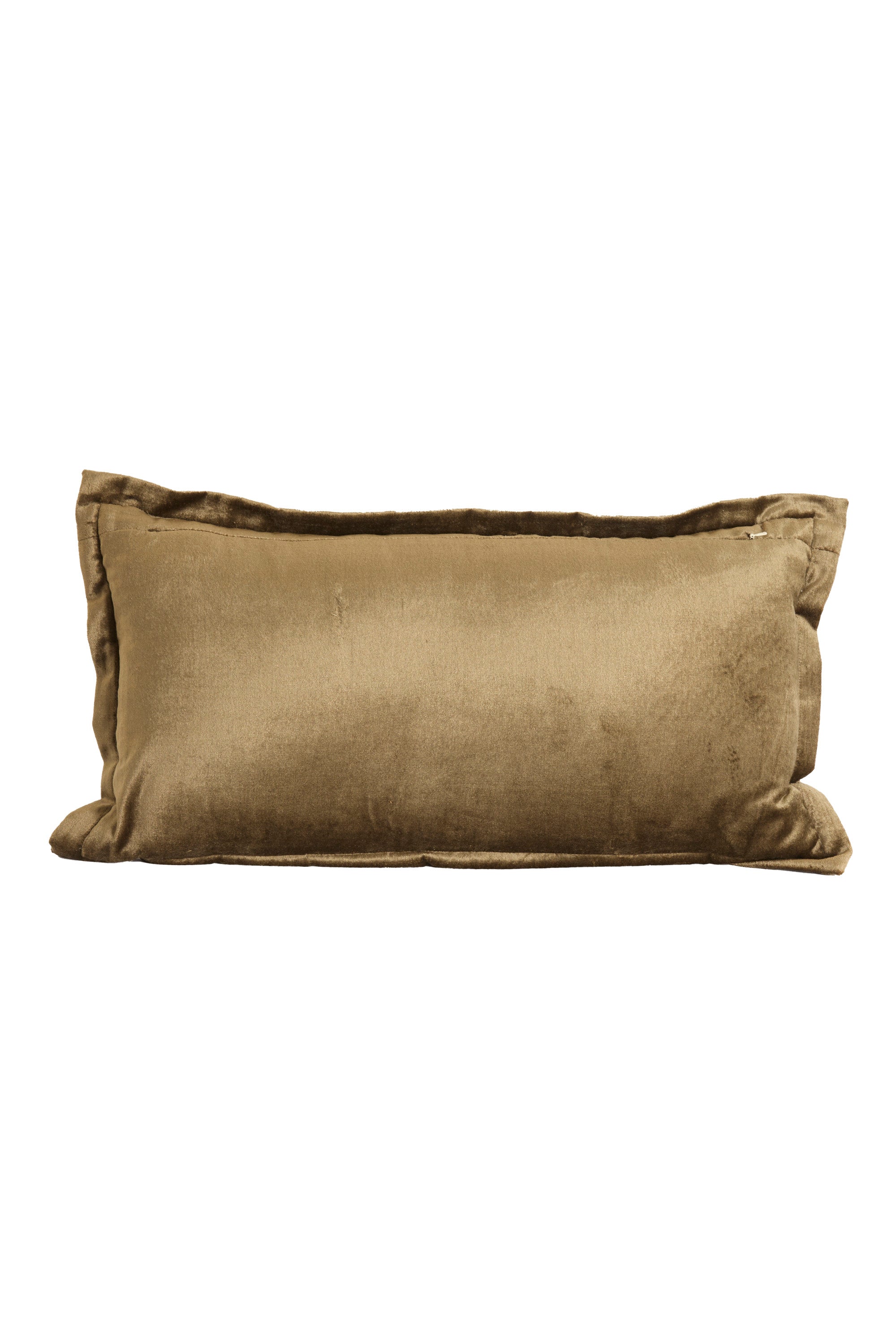 Baxley Olive Green Velvet & Natural Linen Rectangular Cushion 60x30cm