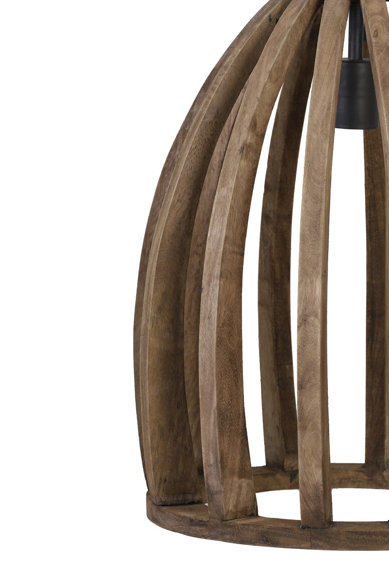 Haranka Dark Brown Wood Pendant Light 38cm
