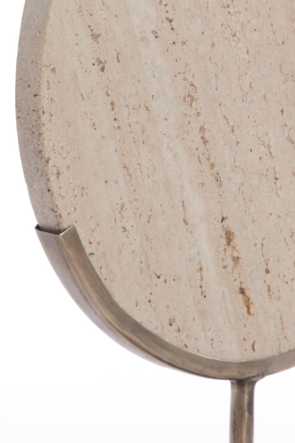 Moreno Sand Travertine & Brown Bronze Ornament on Stand 51.5cm