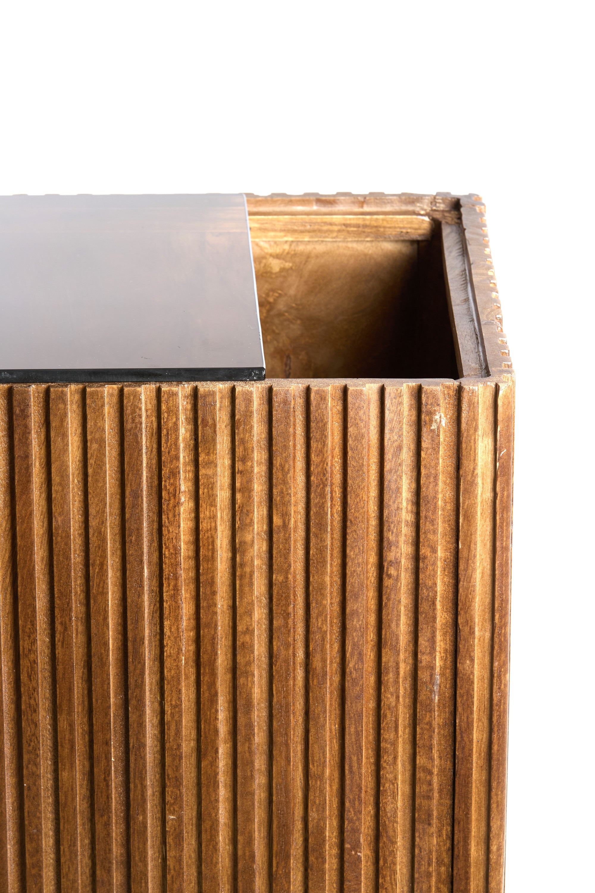 Gatura Dark Brown Wood & Glass Plinth 100cm