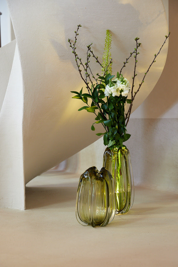 Murela Olive Green Glass Vase 38cm