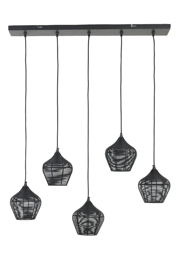 Alvaro Matt Black Metal 5 Light Pendant Light
