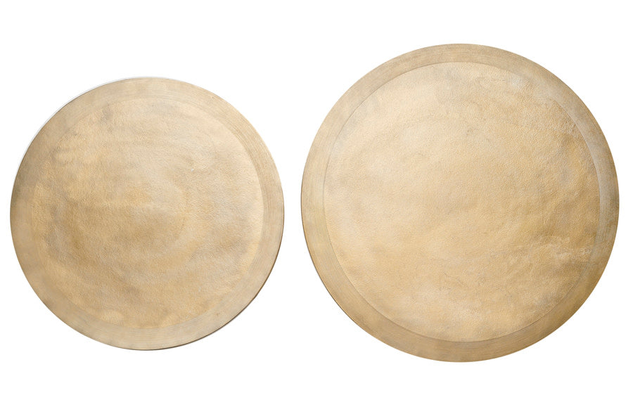 Talca Set of 2 Light Gold Metal Round Coffee Tables Nest