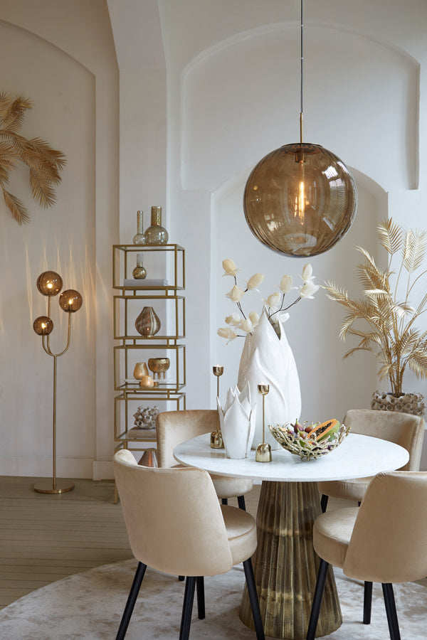 Leyda White Marble & Antique Bronze Round Dining Table 100cm