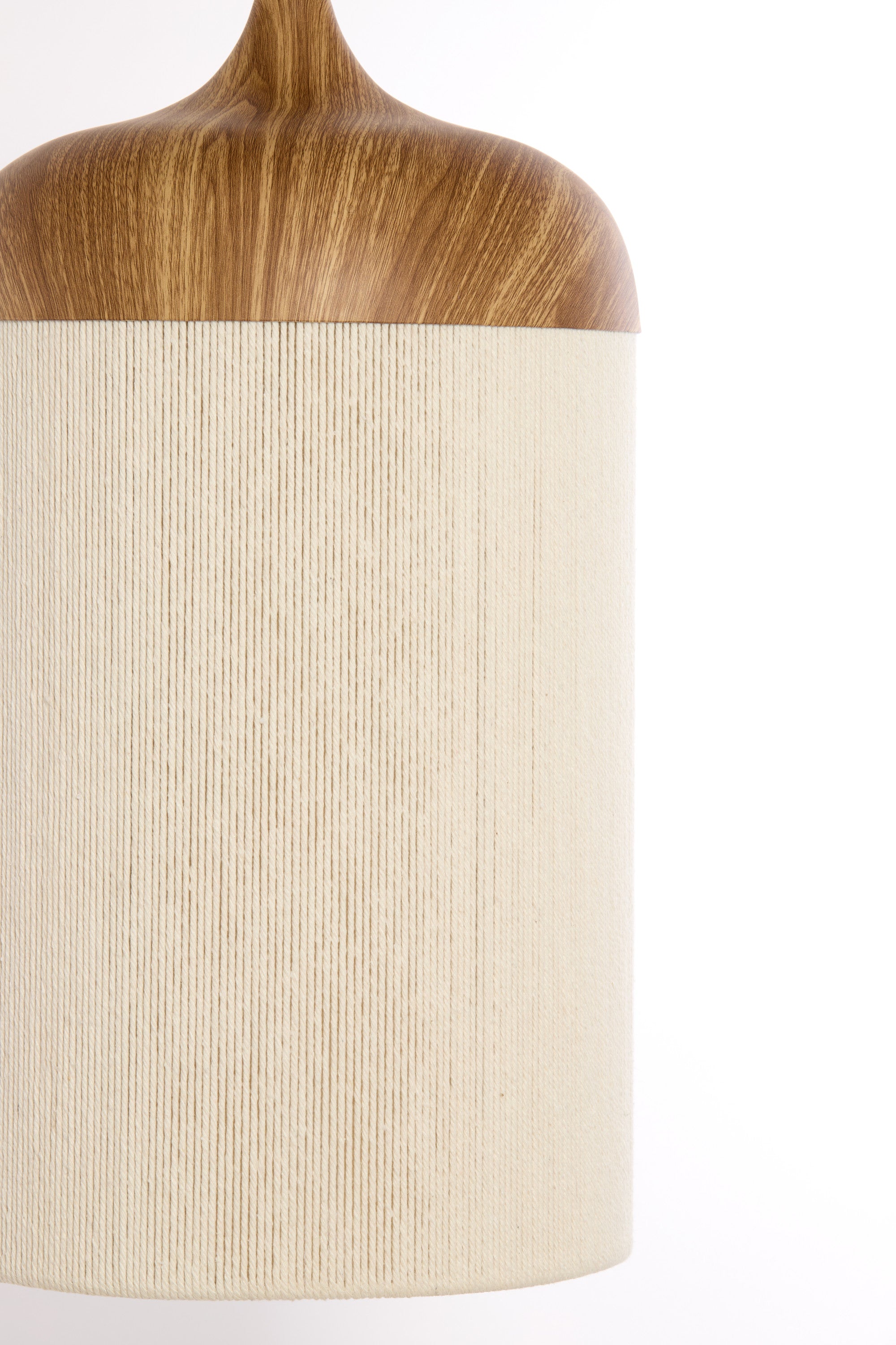 Dania Natural Wood Effect & Cream Rope Pendant Light 22cm