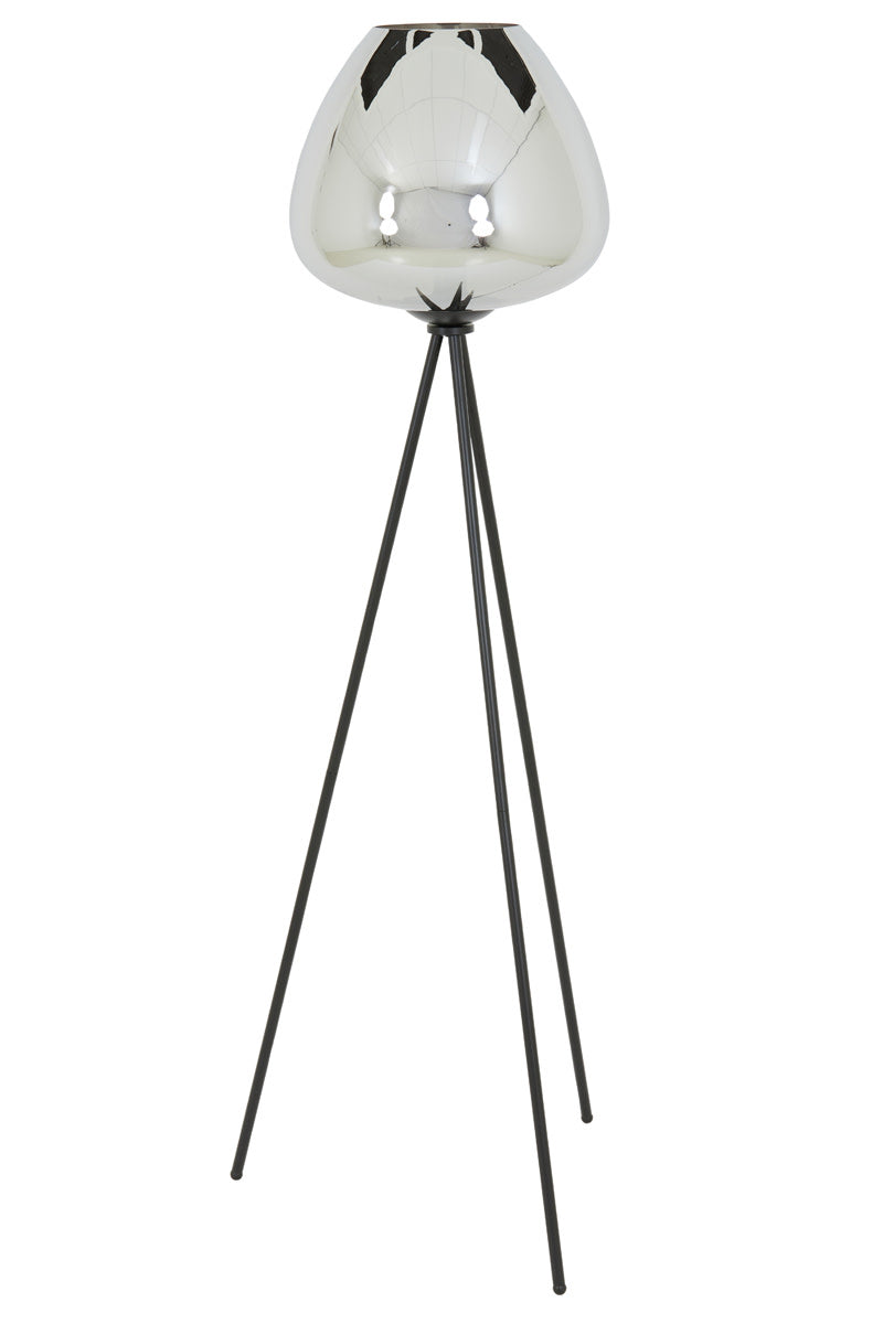 Mayson Smoked Glass & Matt Black Tripod Floor Lamp