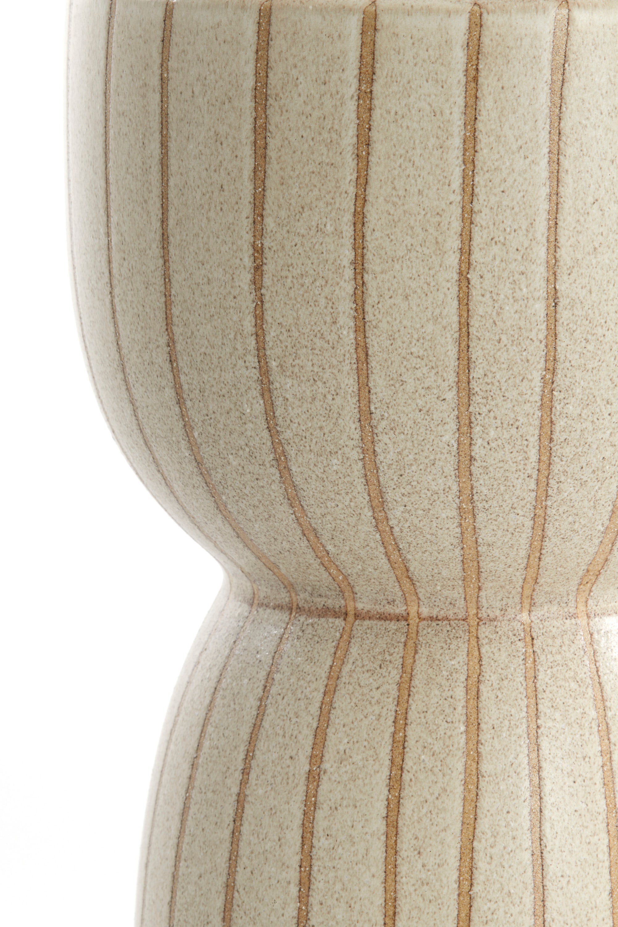 Finca Matt Sand & Brown Striped Ceramic Round Side Table