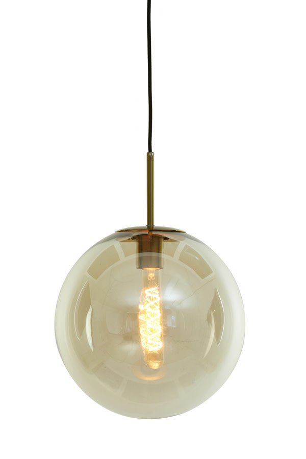 Medina Amber Glass & Gold Pendant Light 40cm