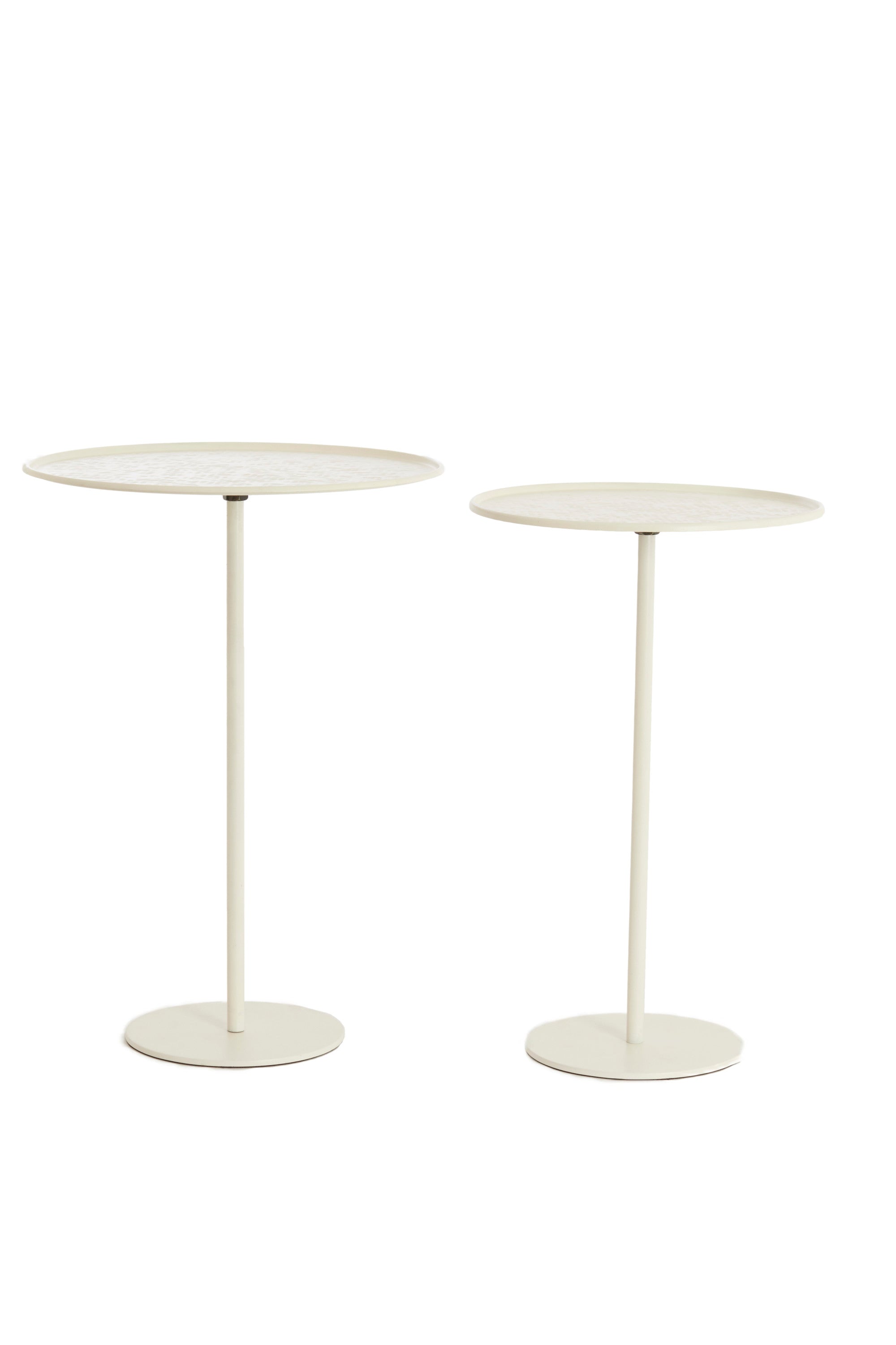 Lia Set of 2 Matt Cream Metal Round Side Tables