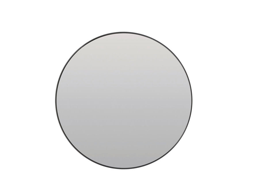 Espejo Clear Glass & Black Round Mirror 70cm