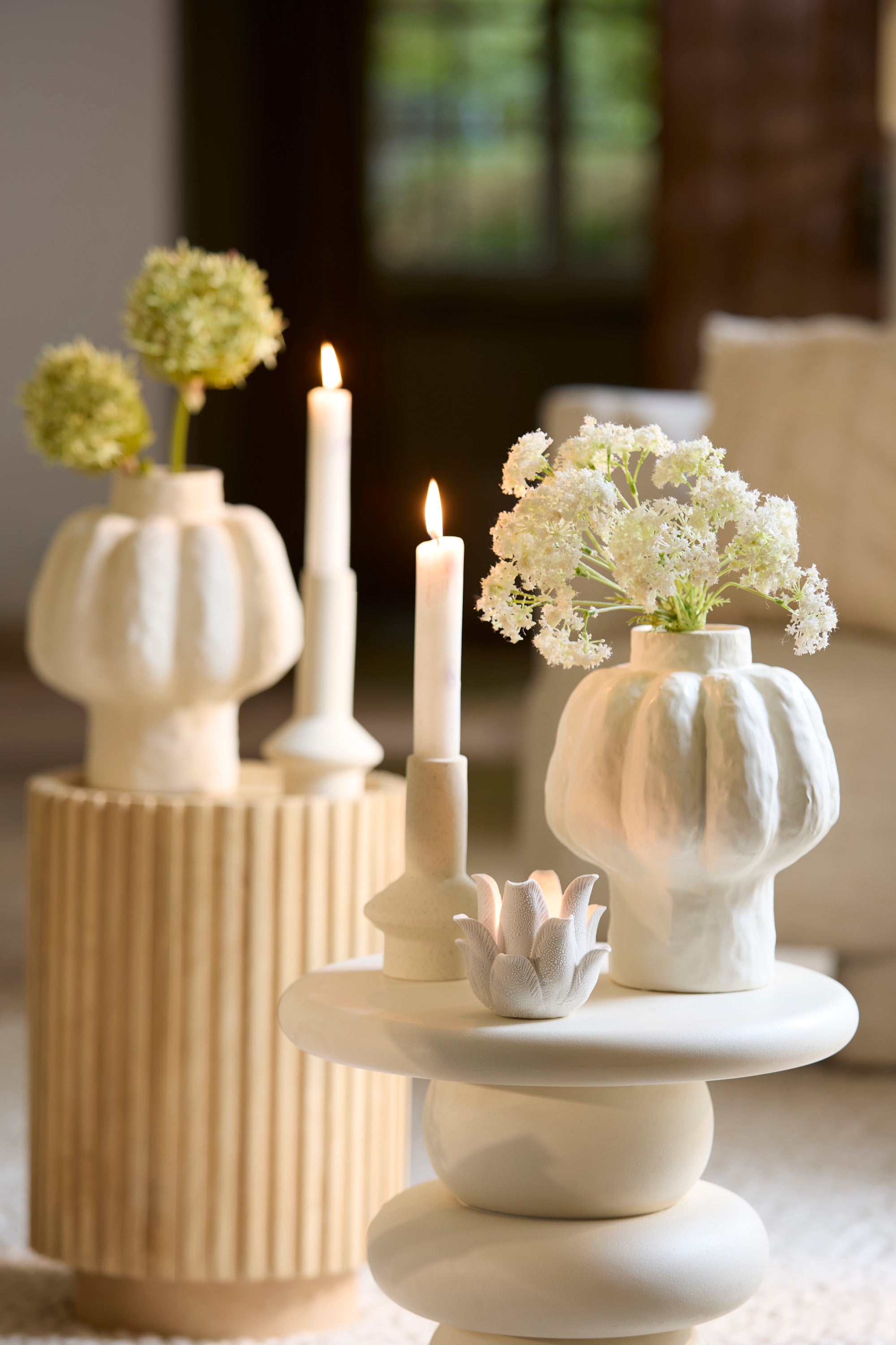 Aliveri Matt White Ceramic Vase 29cm