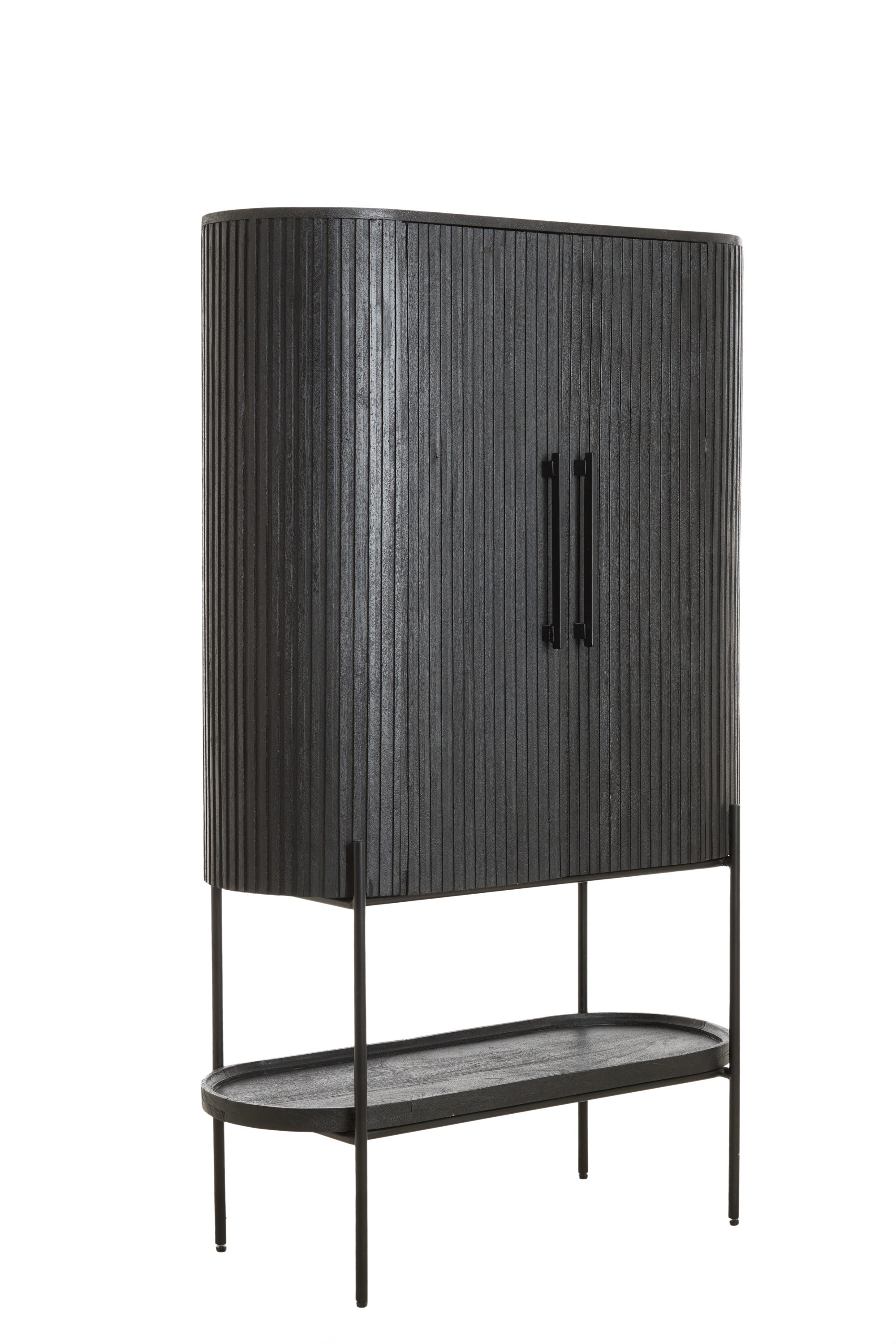 Dumosi Matt Black Wood Storage Cabinet 165cm