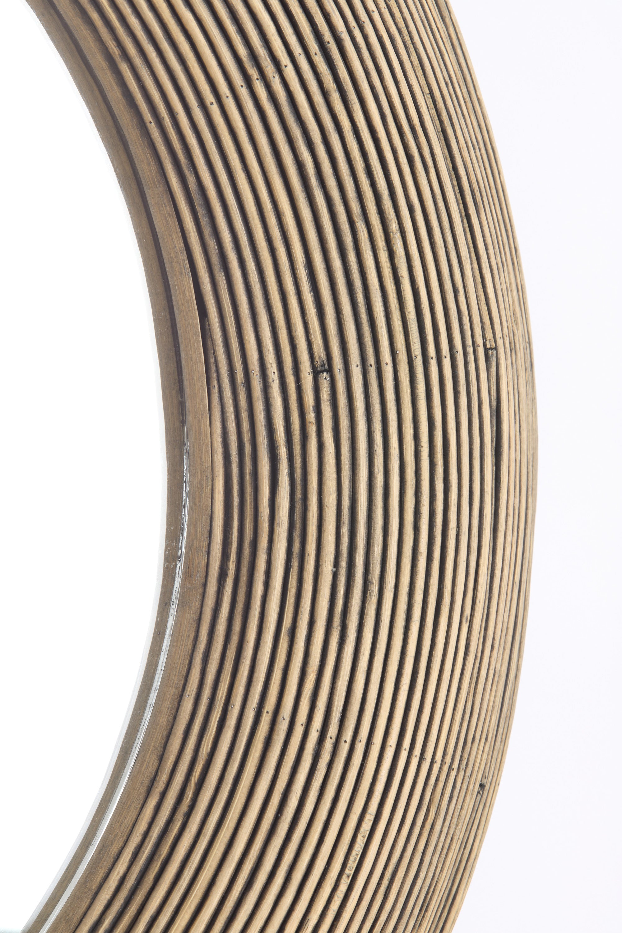Piedre Brown Rattan Round Wall Mirror 71cm