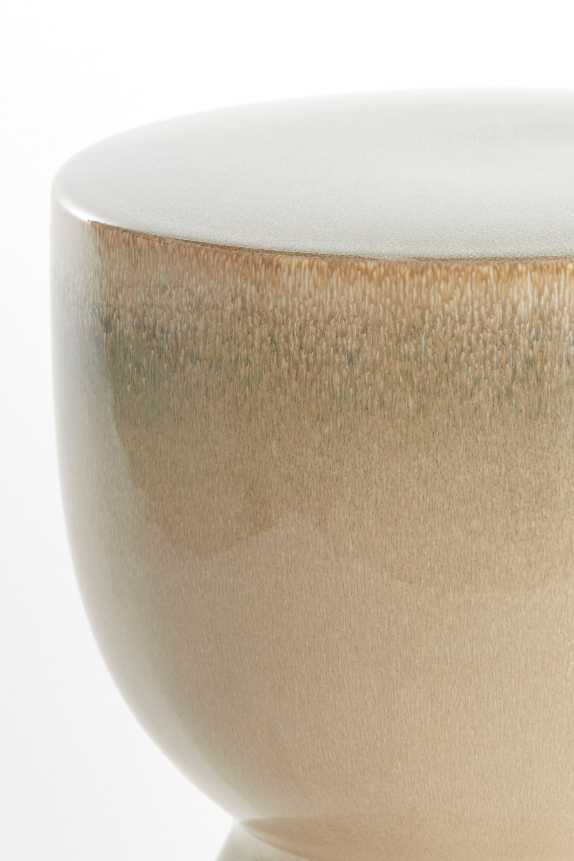Finca Gloss Cream Ceramic Round Side Table