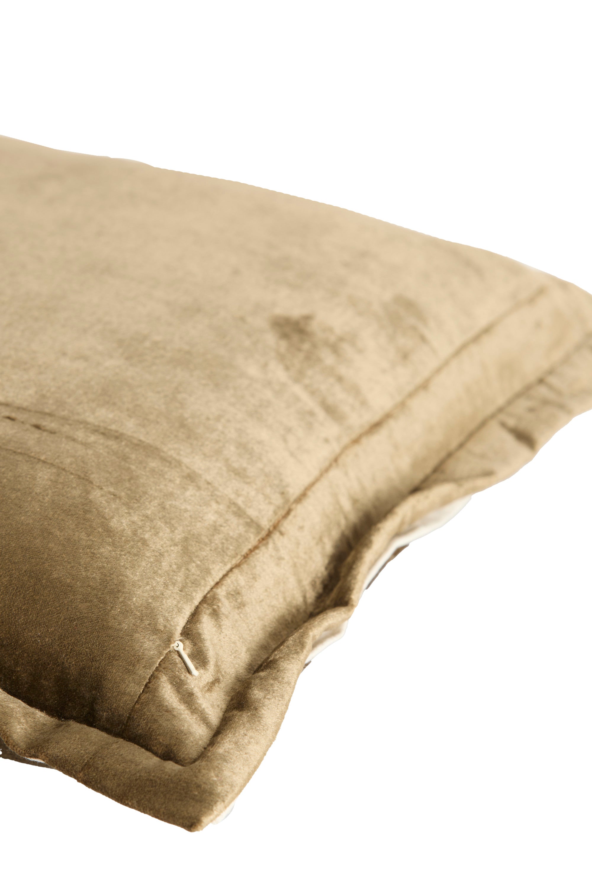Baxley Olive Green Velvet & Natural Linen Square Cushion 45x45cm