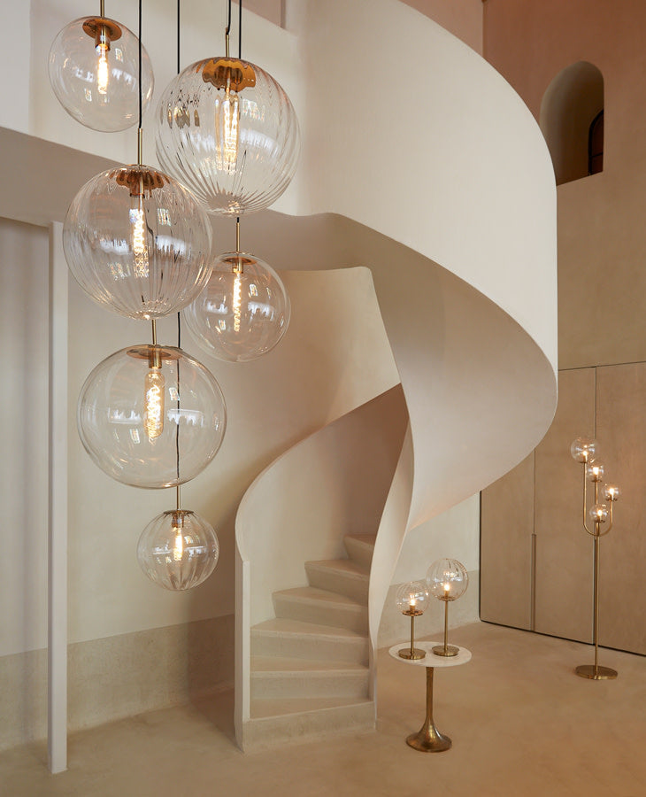 Magdala Clear Glass & Gold Pendant Light 40cm