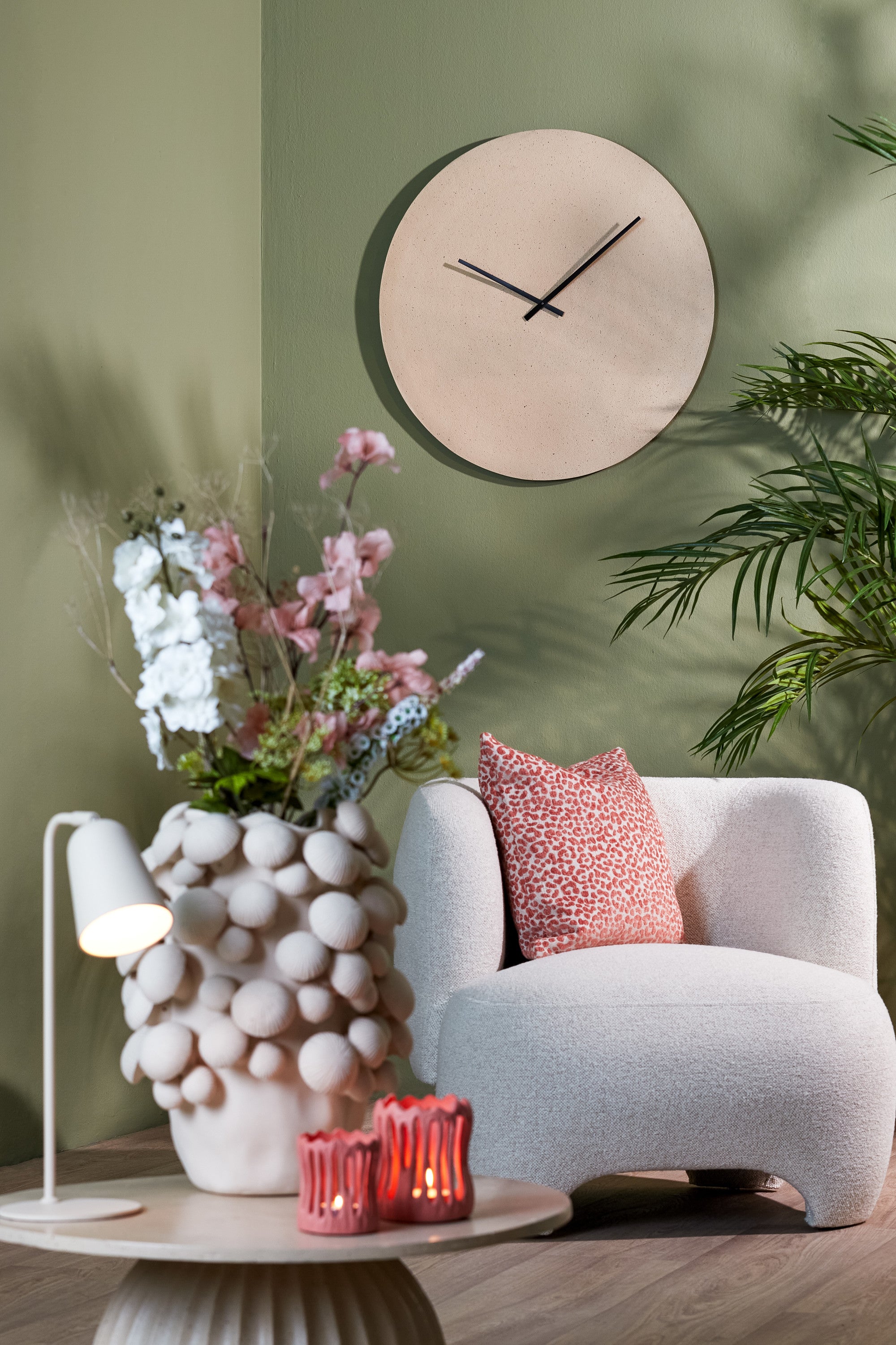 Licola Matt Sand & Light Brown Spotted Metal Wall Clock 74cm