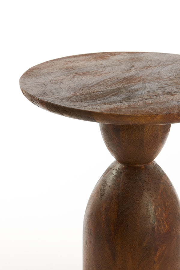 Torir Brown Mango Wood Round Side Table