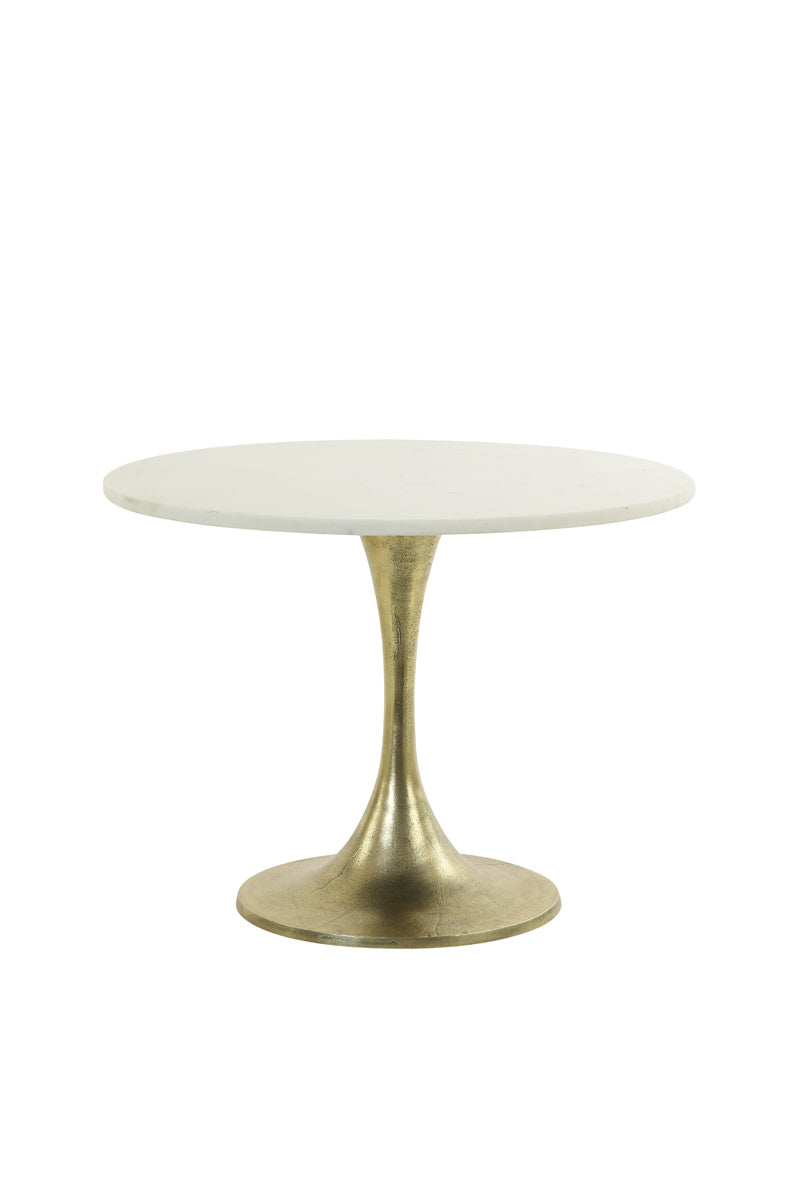 Rickerd White Marble & Antique Bronze Round Side Table 41cm