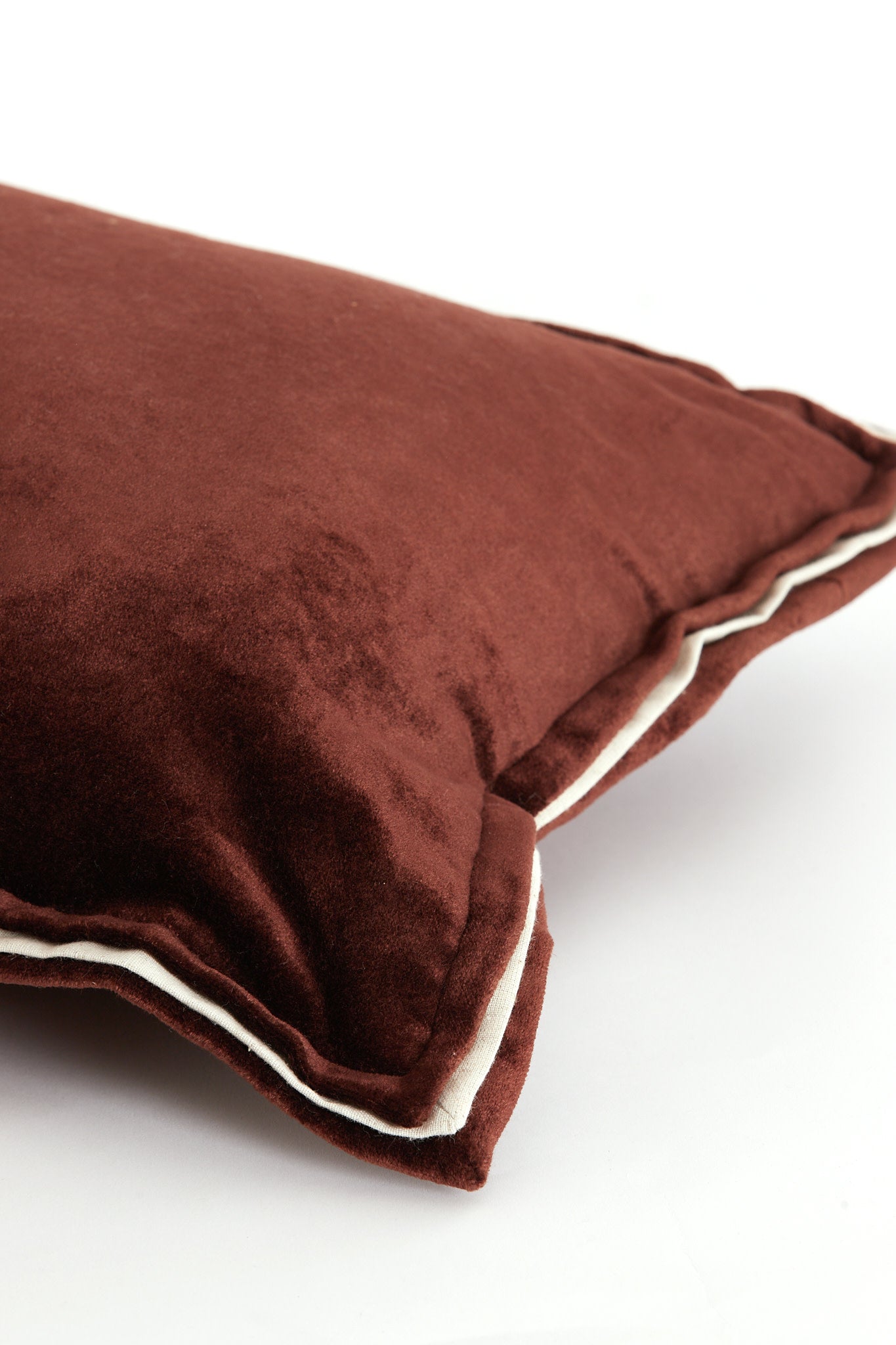 Baxley Dark Brown Velvet & Natural Linen Rectangular Cushion 60x30cm