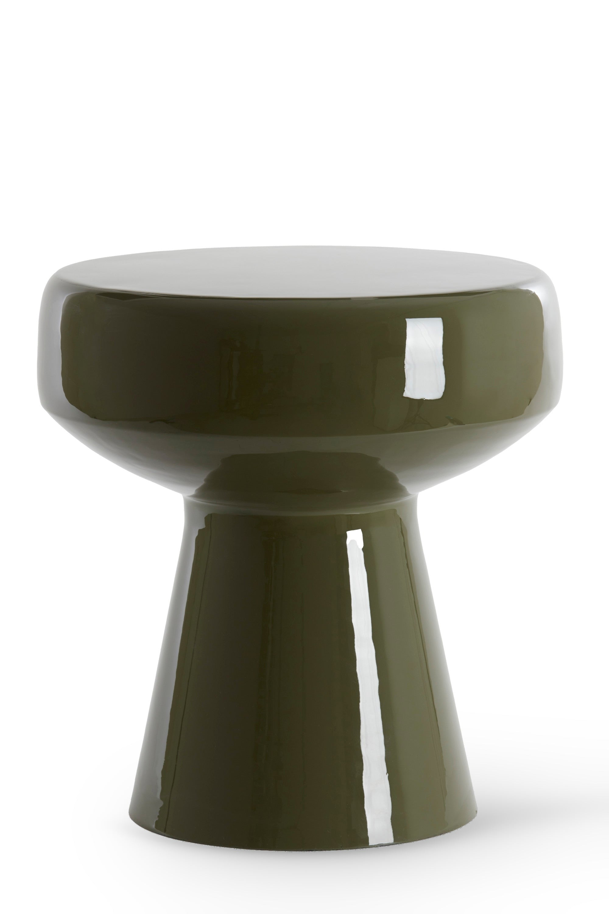 Dakwa Gloss Dark Olive Green Metal Round Side Table 42cm