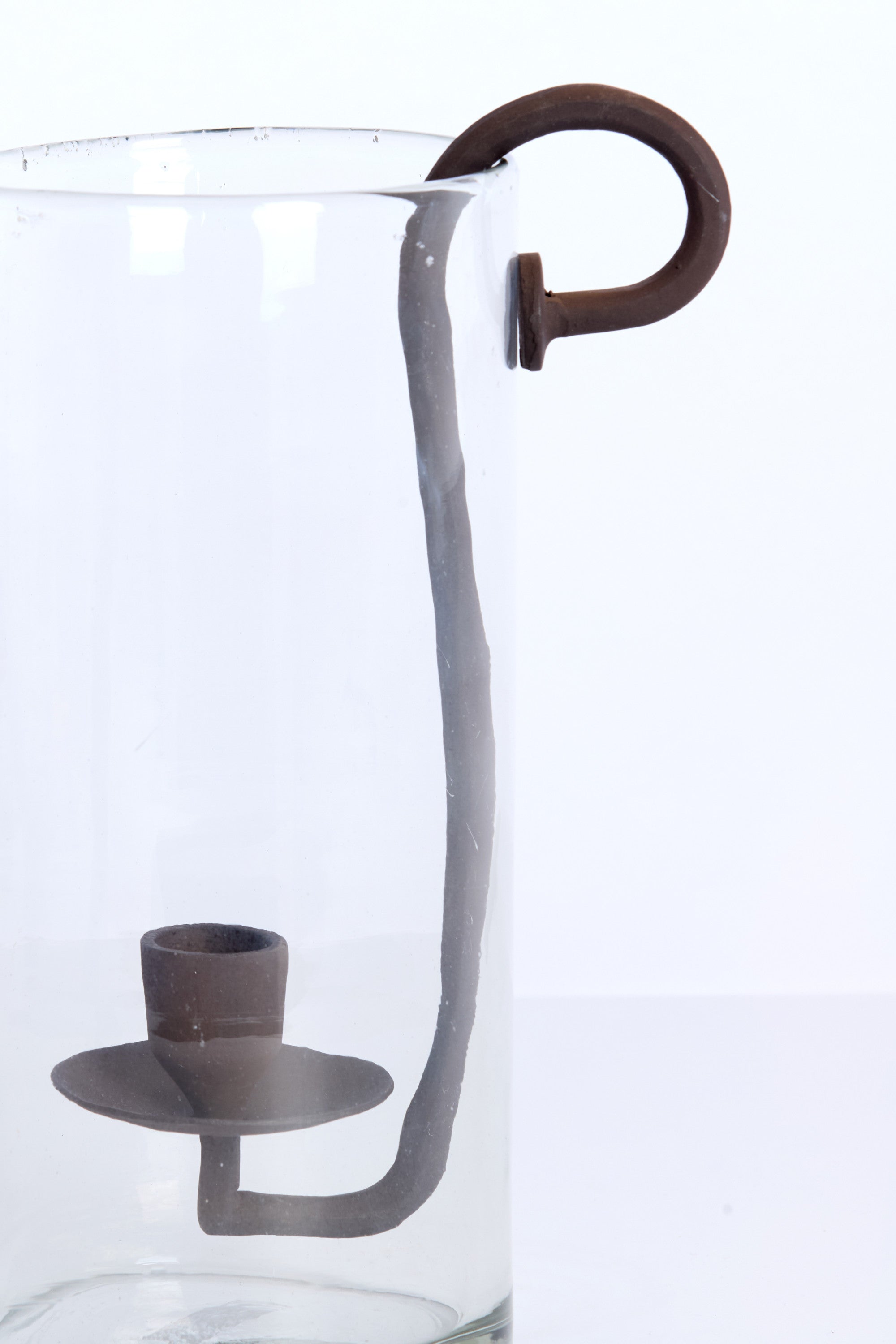 Dolega Clear & Antique Dark Brown Glass Hurricane Candle Holder 28.5cm
