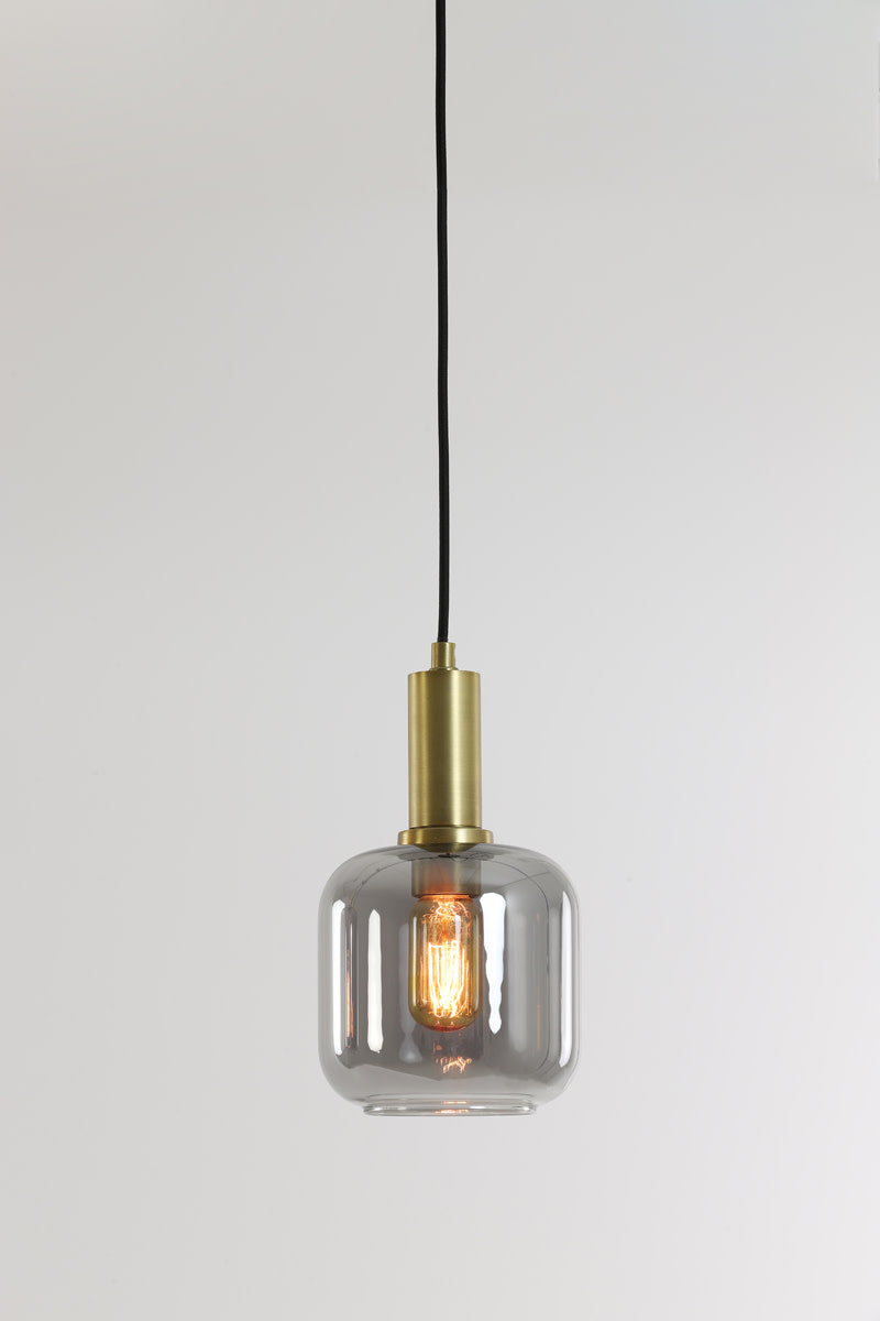 Lekar Antique Bronze & Smoked Glass Pendant Light 21cm