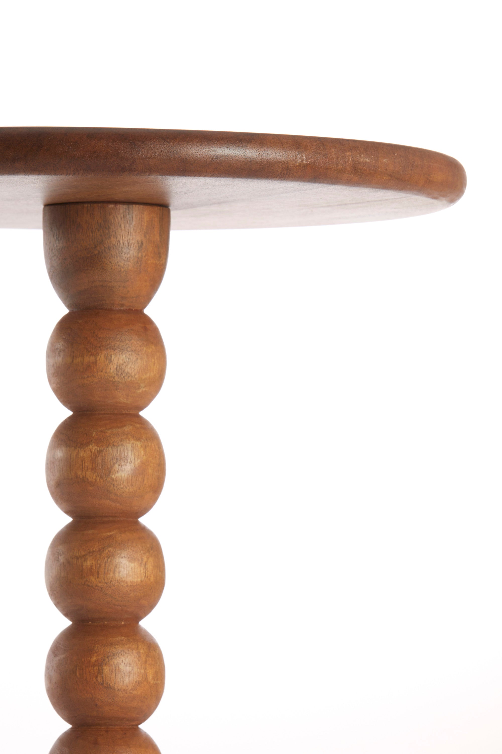 Veglio Oiled Brown Wood Round Side Table