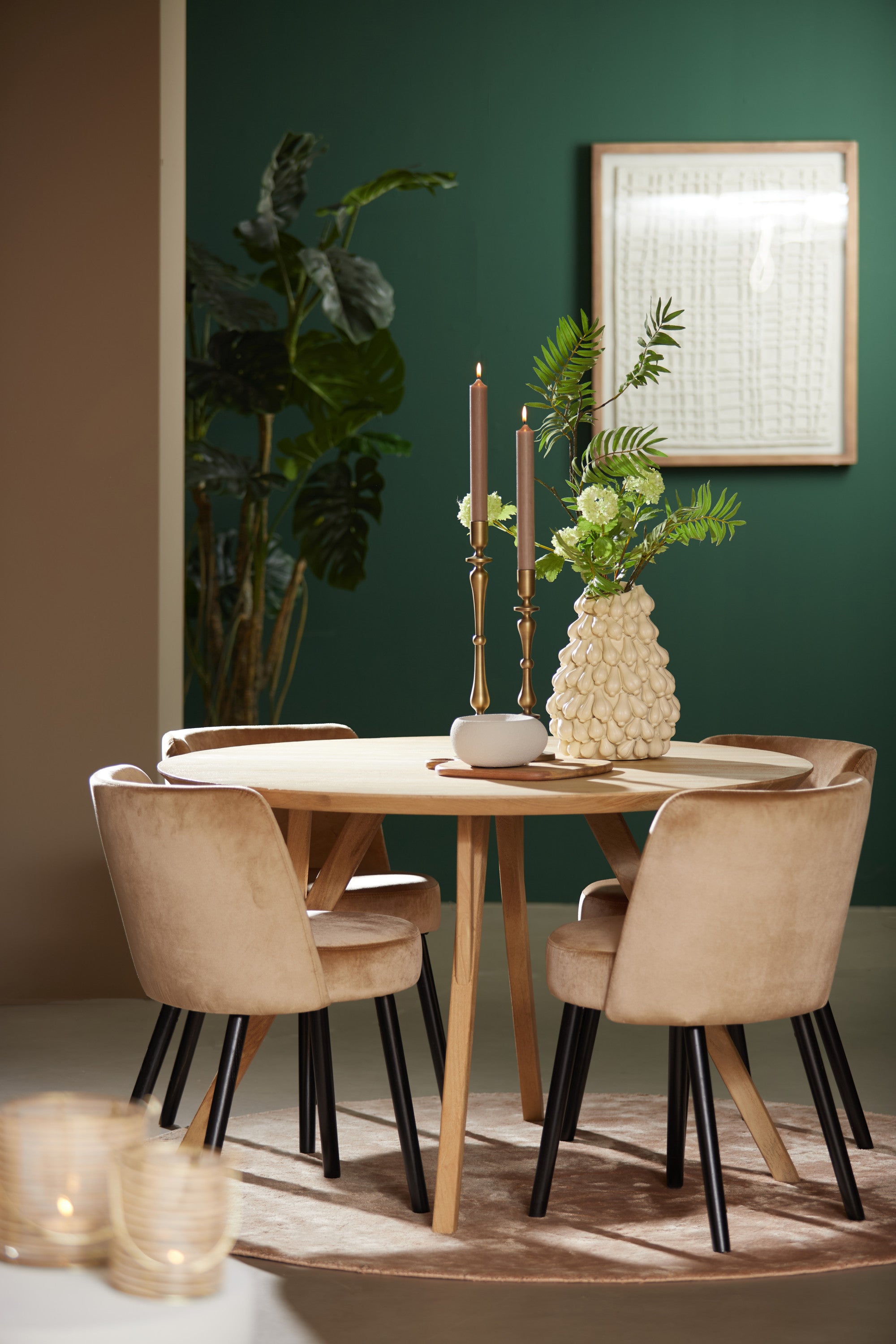 Quenza Natural Mango Wood Round Dining Table 120cm