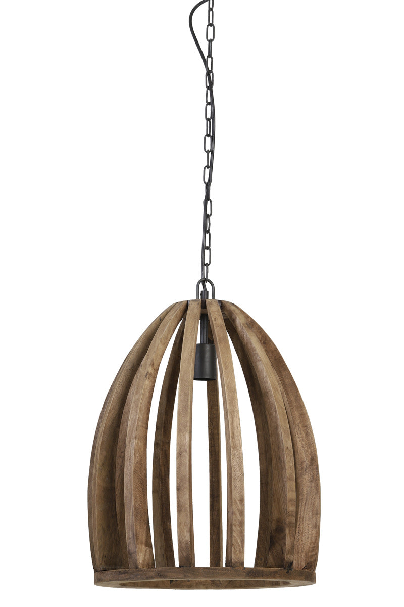 Haranka Dark Brown Wood Pendant Light 38cm