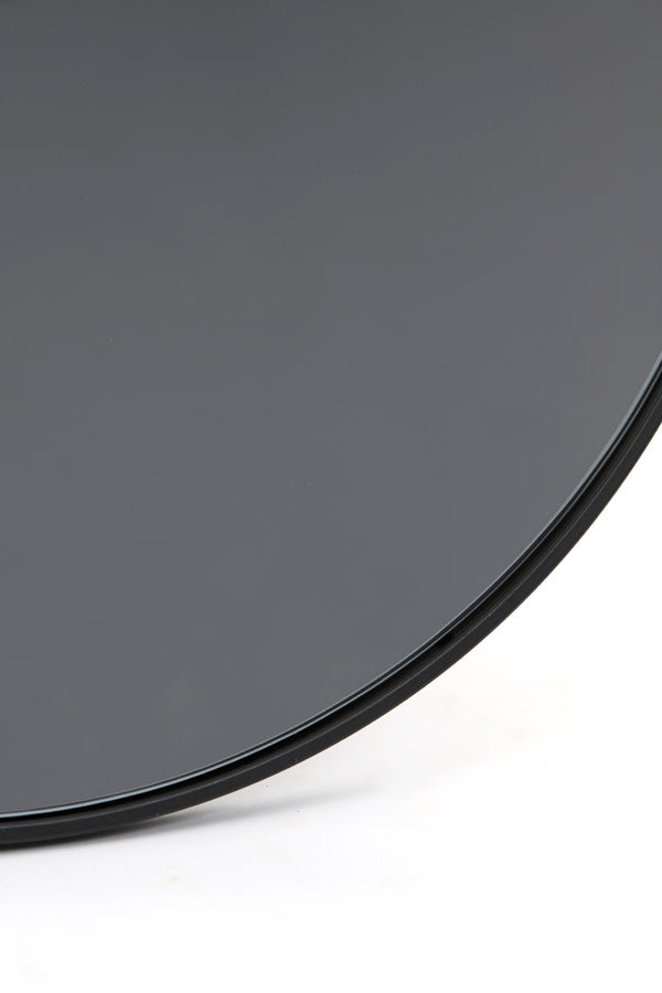 Espejo Clear Glass & Black Round Wall Mirror 96cm