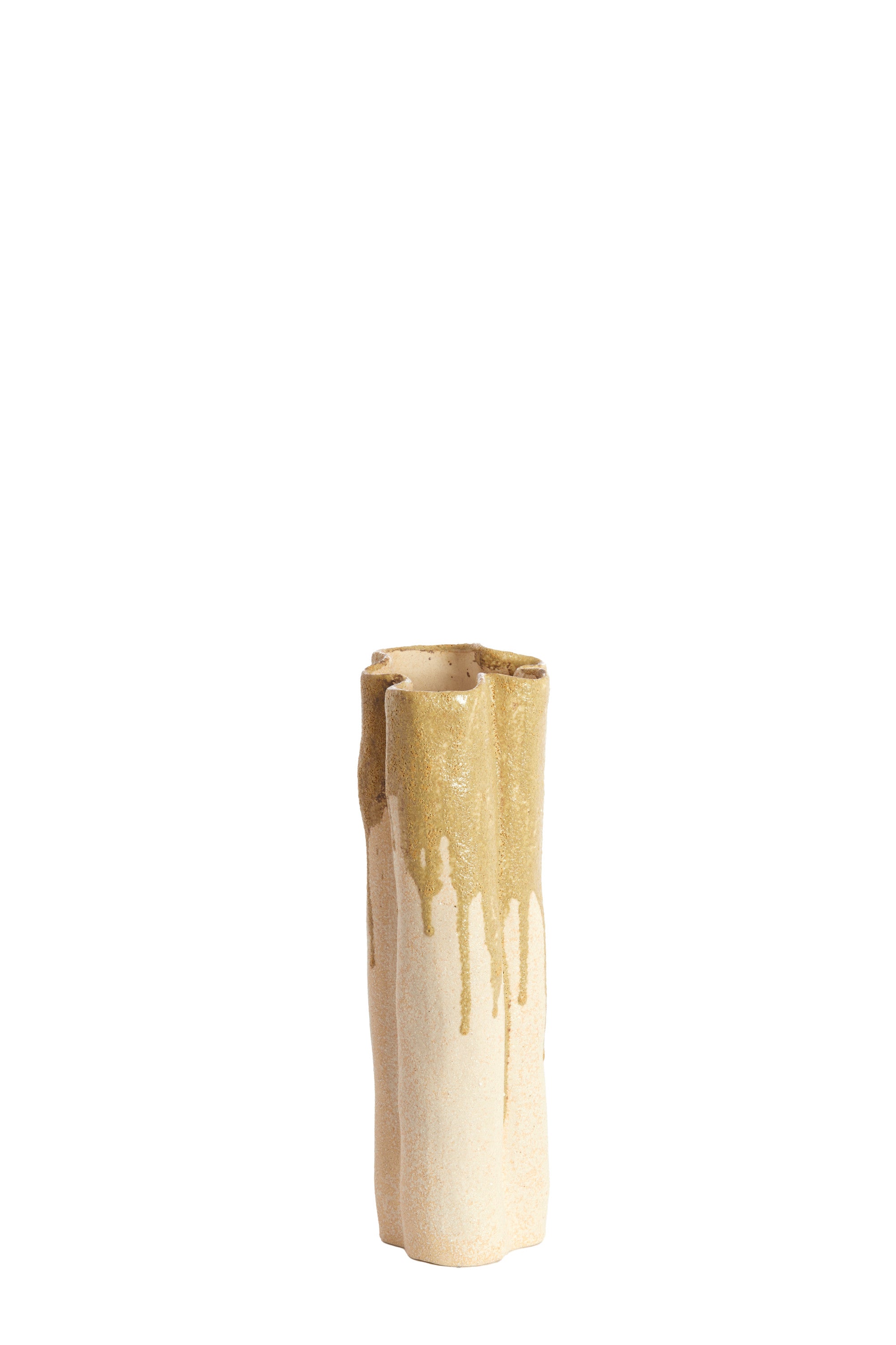 Flovilla Cream & Olive Green Ceramic Vase 30cm