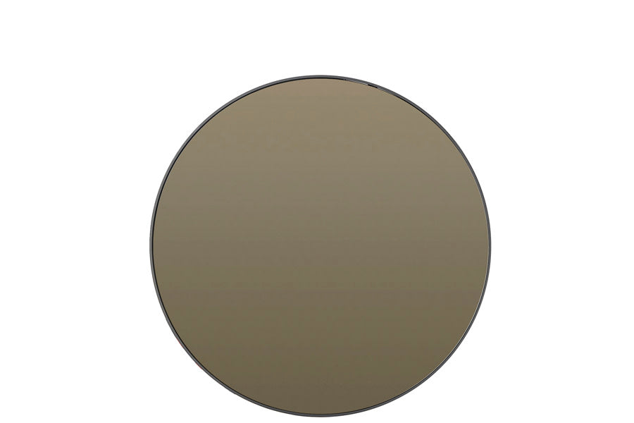 Espejo Smoked Glass & Black Round Wall Mirror 70cm