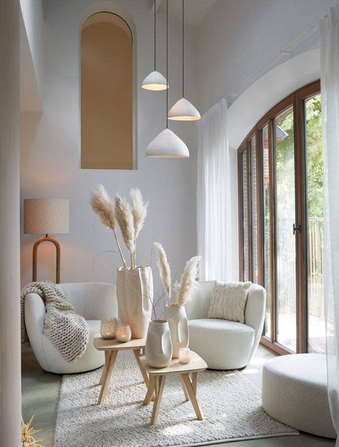 Elimo Matt Cream Metal Pendant Light 25cm