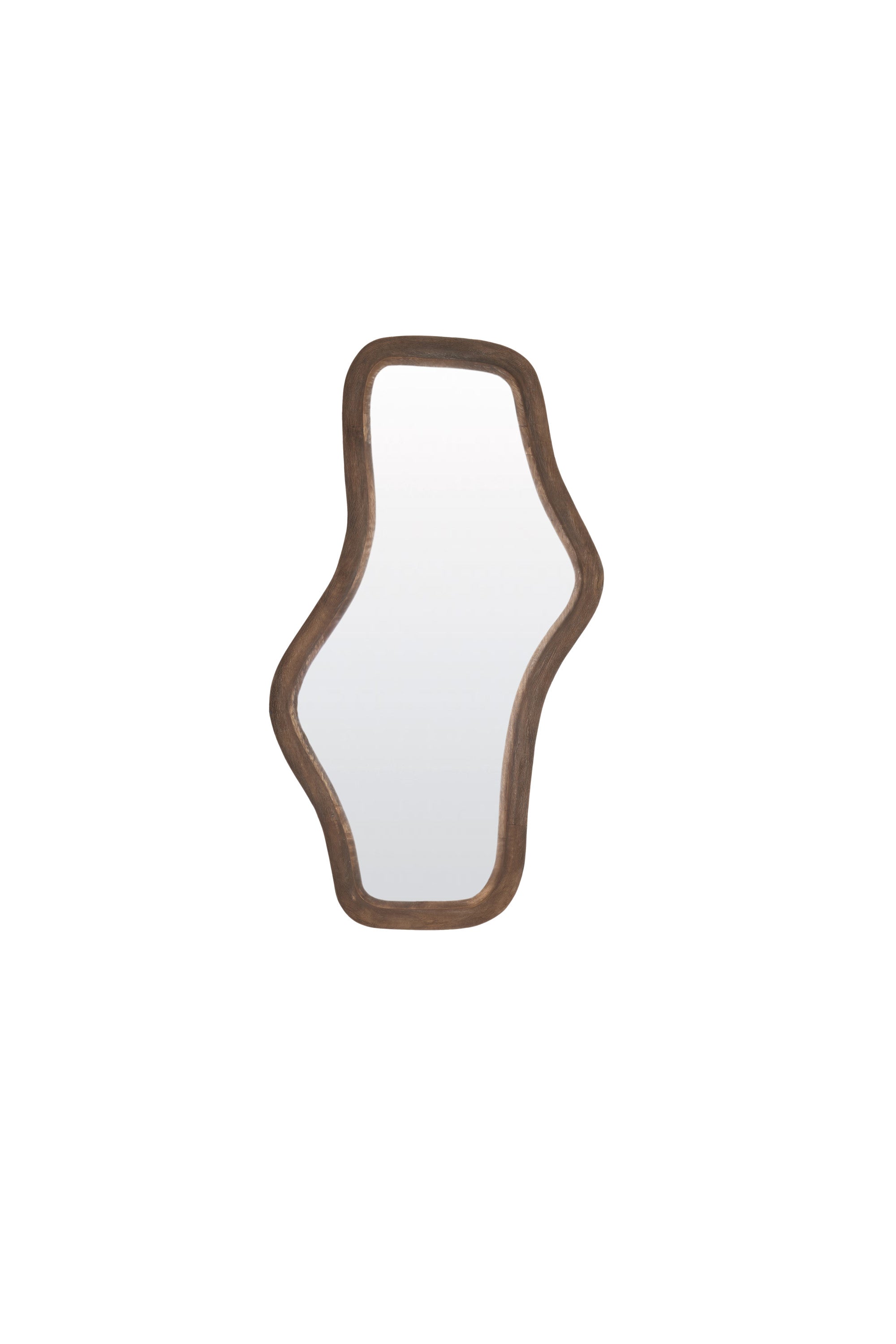 Celano Matt Dark Brown Wood Wavy Wall Mirror 80cm