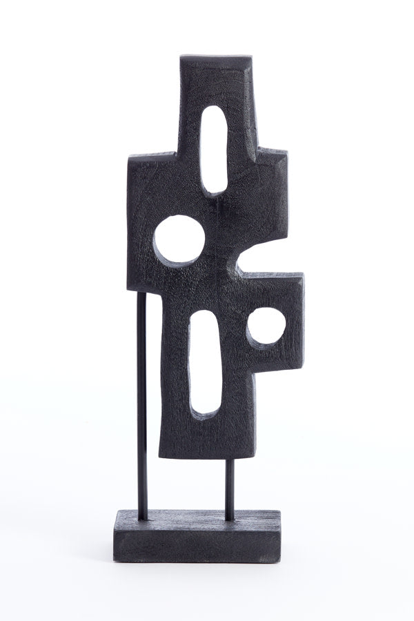 Salio Matt Black Wood Ornament on Stand