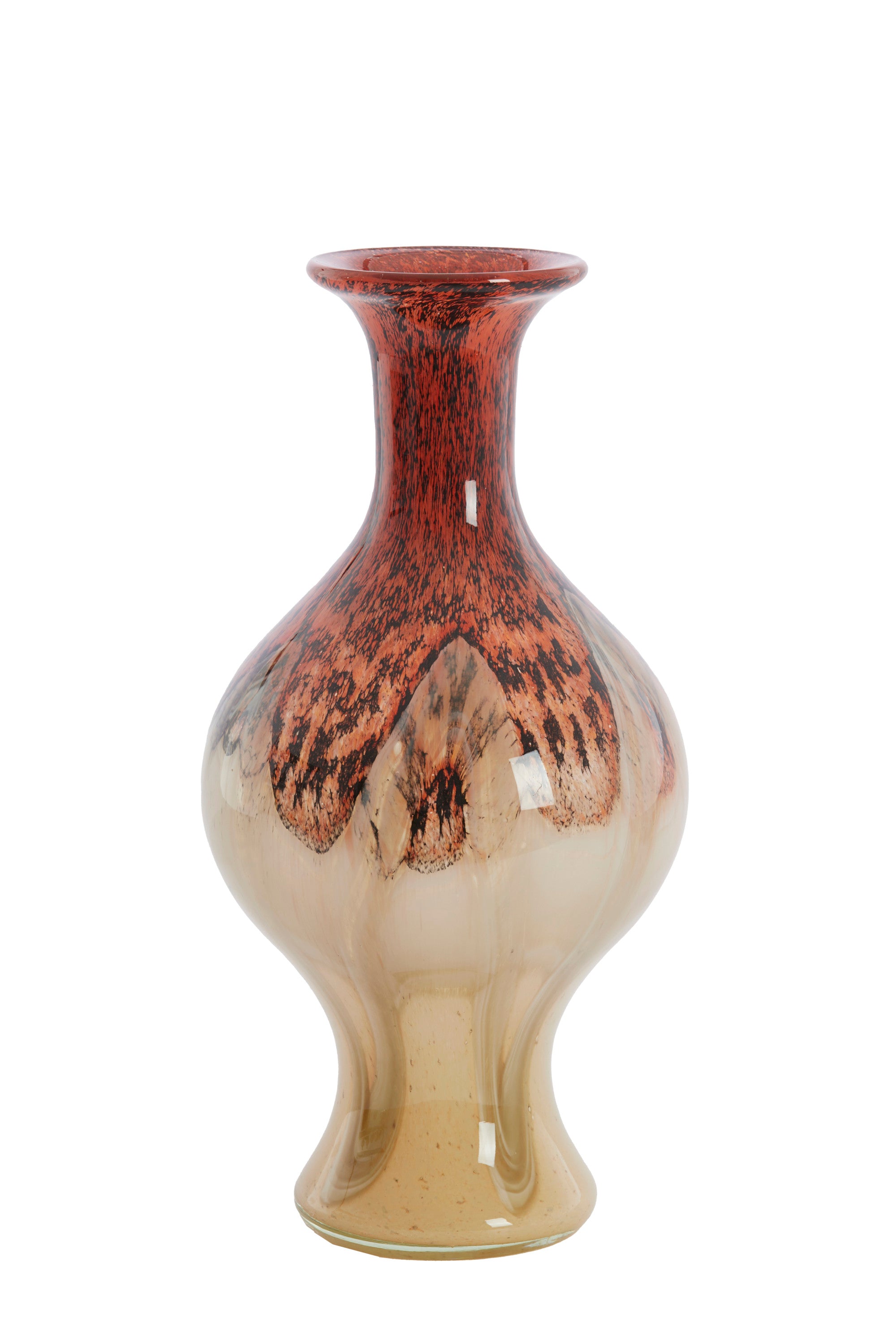 Jorven Red & Taupe Glass Vase