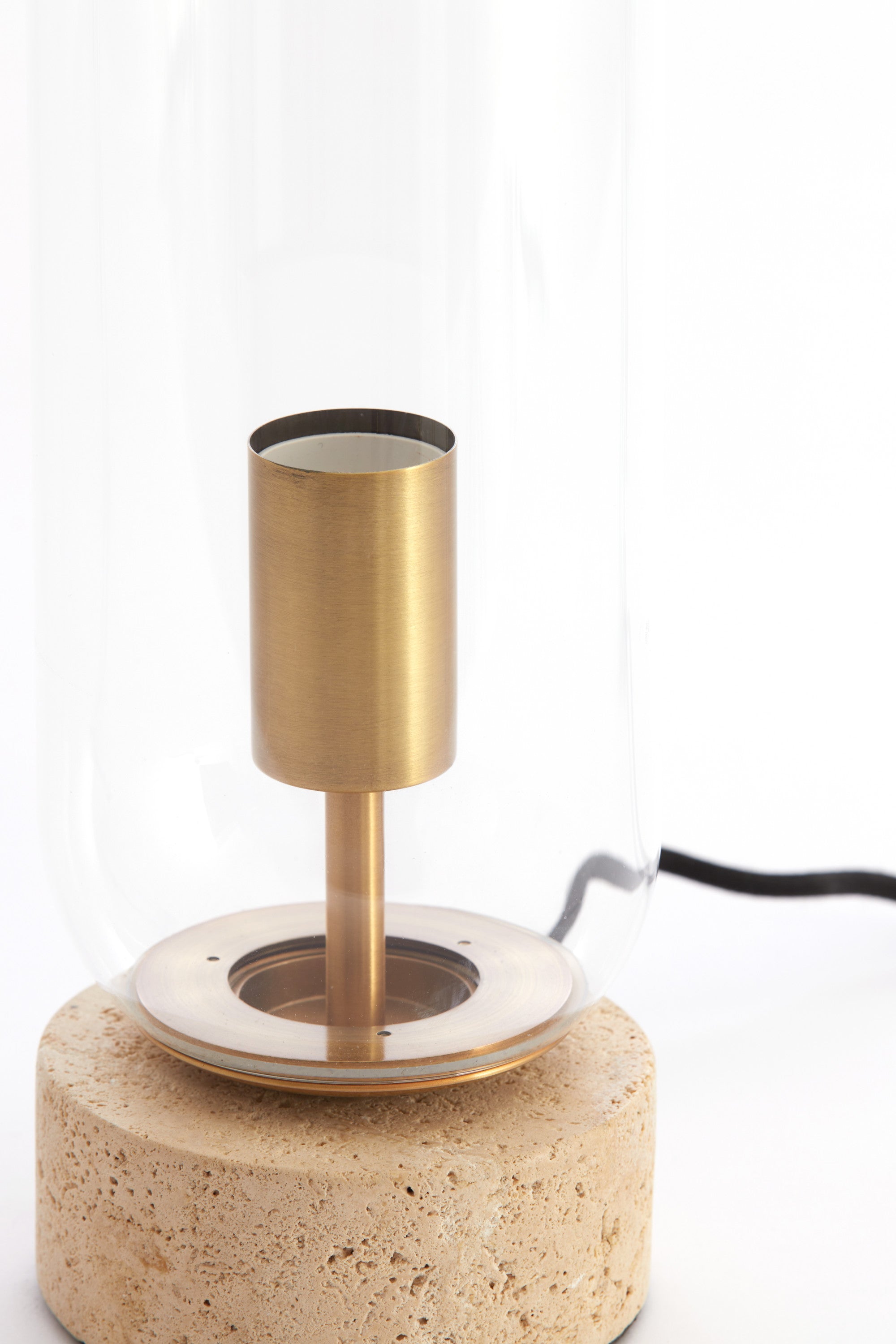 Rylano Clear Glass & Sand/Antique Bronze Table Lamp 47cm