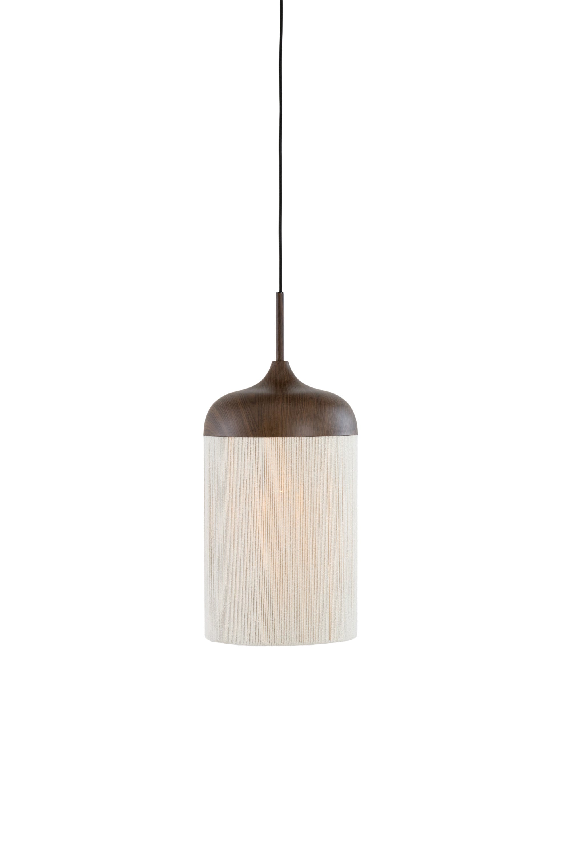 Dania Dark Brown Wood Effect & Cream Rope Pendant Light 16cm