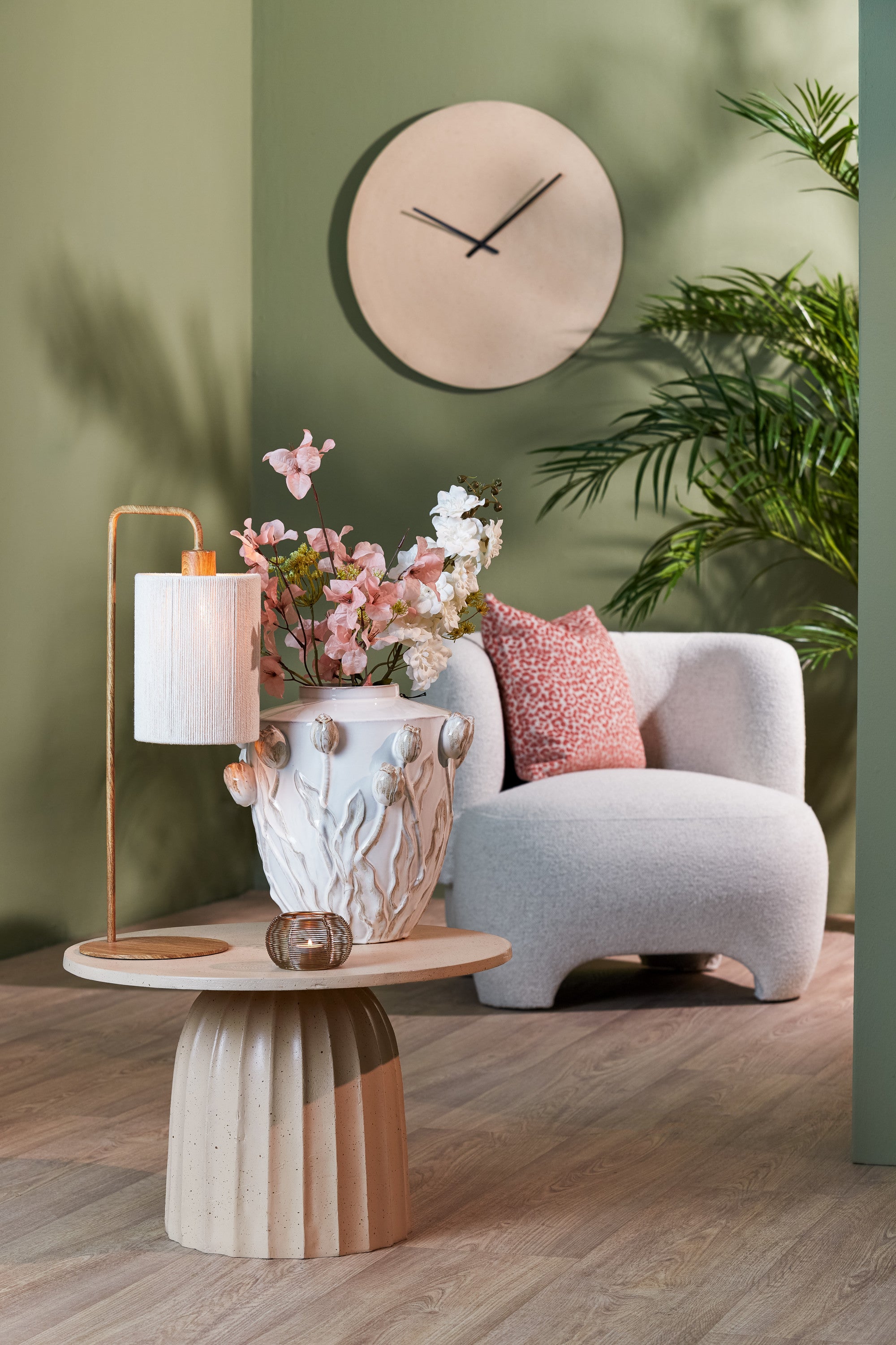 Donio Natural Wood Effect & Cream Rope Table Lamp